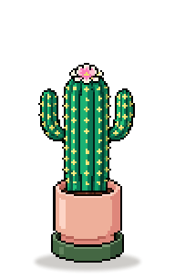 Pixel-art Cactus at full growth in a pink pot