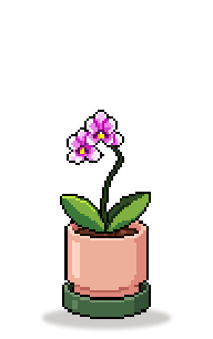Pixel-art Orchid at full growth in a pink pot