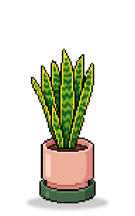 Pixel-art Snake Plant at full growth in a pink pot